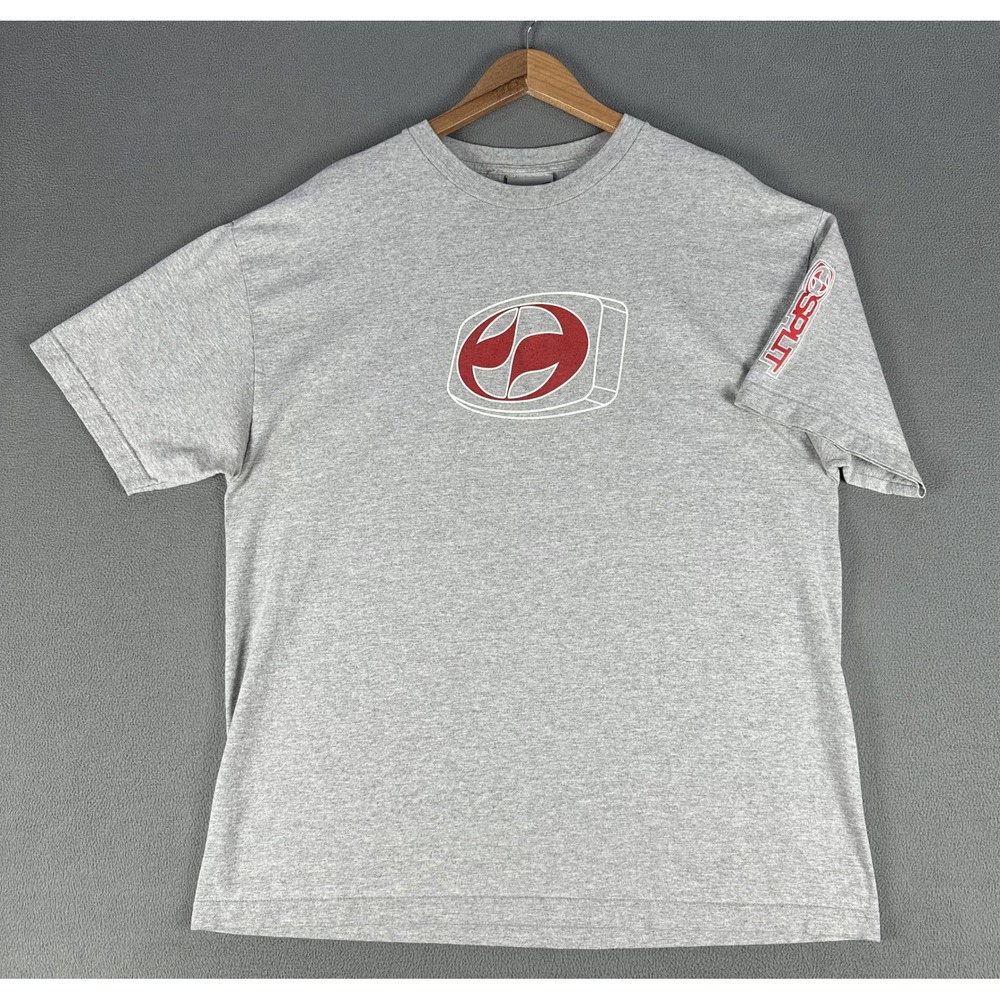 Split Shirt XL Grey Sleeve Logo Skate Surf USA Made Vintage 90s Skateboarding